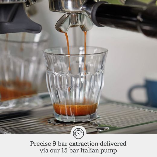 Sage The Barista Express Espresso Coffee Machine with Integrated Burr Grinder - Brushed Steel - Annotation - 9 bar extraction shot